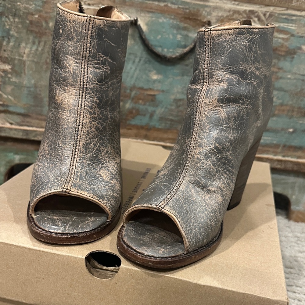 Bed Stu 6.5 size Distressed Gray Peep-Toe Ankle Boots